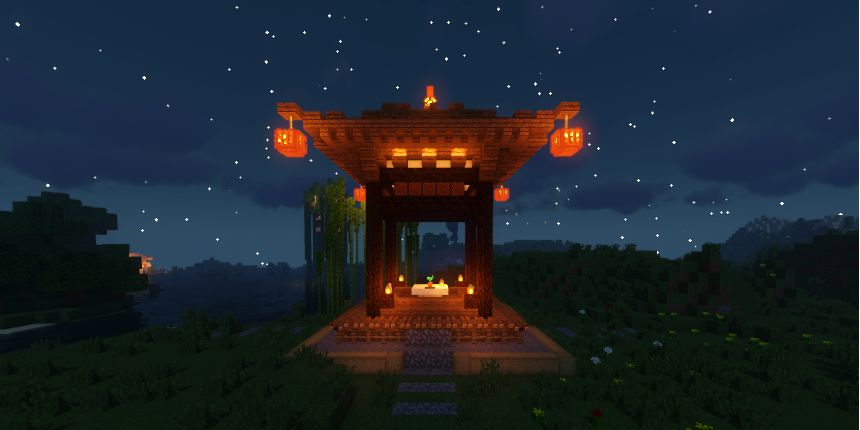 创意建筑指南:在《我的世界》中打造中式古风亭与大红灯笼_找手游网