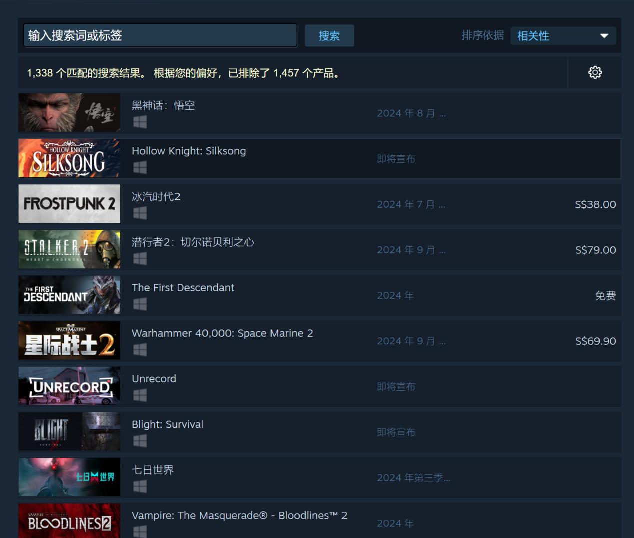 《黑神话:悟空》目前已登顶Steam愿望单榜首