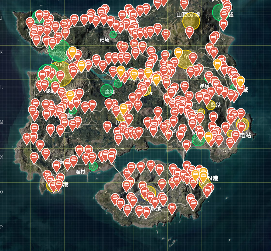 和平精英地图里所有地名的名字